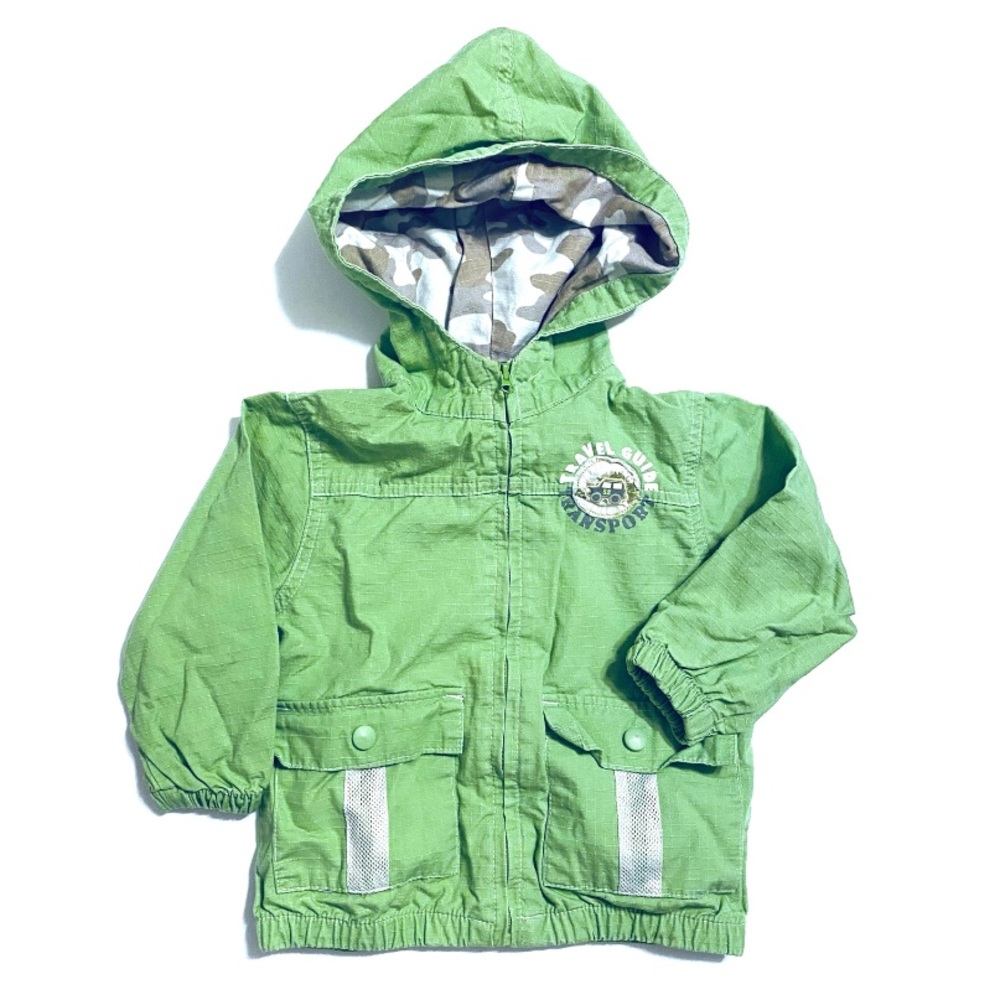 Kids Headquarters Green Safari Jacket Camo Lined Hood Full Zip